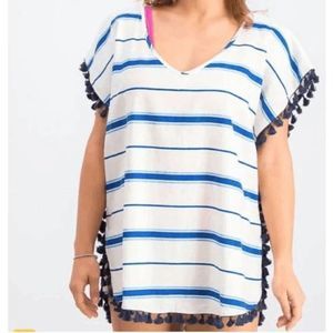 Soleil Fringe Striped Beach Cover Up